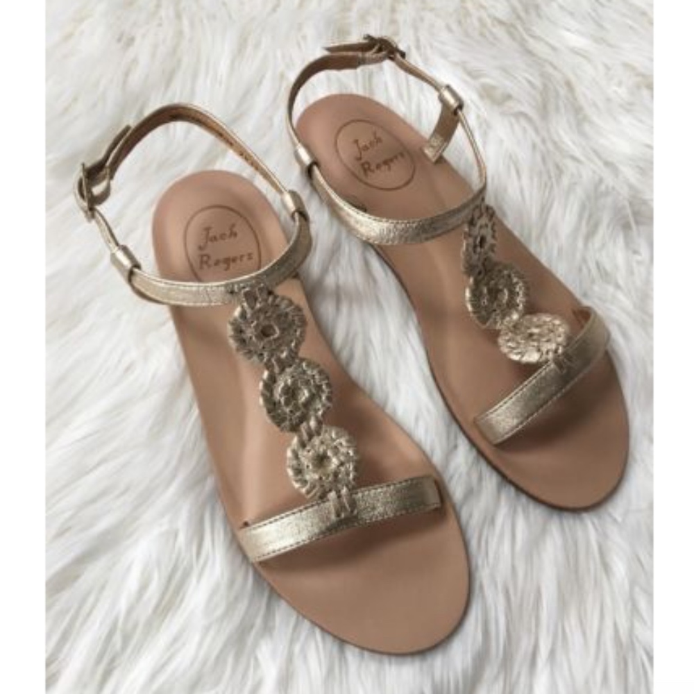 New Jack Rogers Eve Gold Metallic Sandal Sz 9